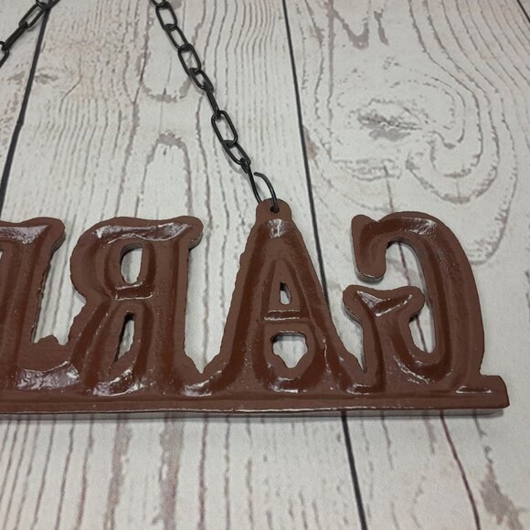 Garden Sign Cast Iron Rustic Metal Wall Plaque With Hanging Chain - Picture 7 of 10